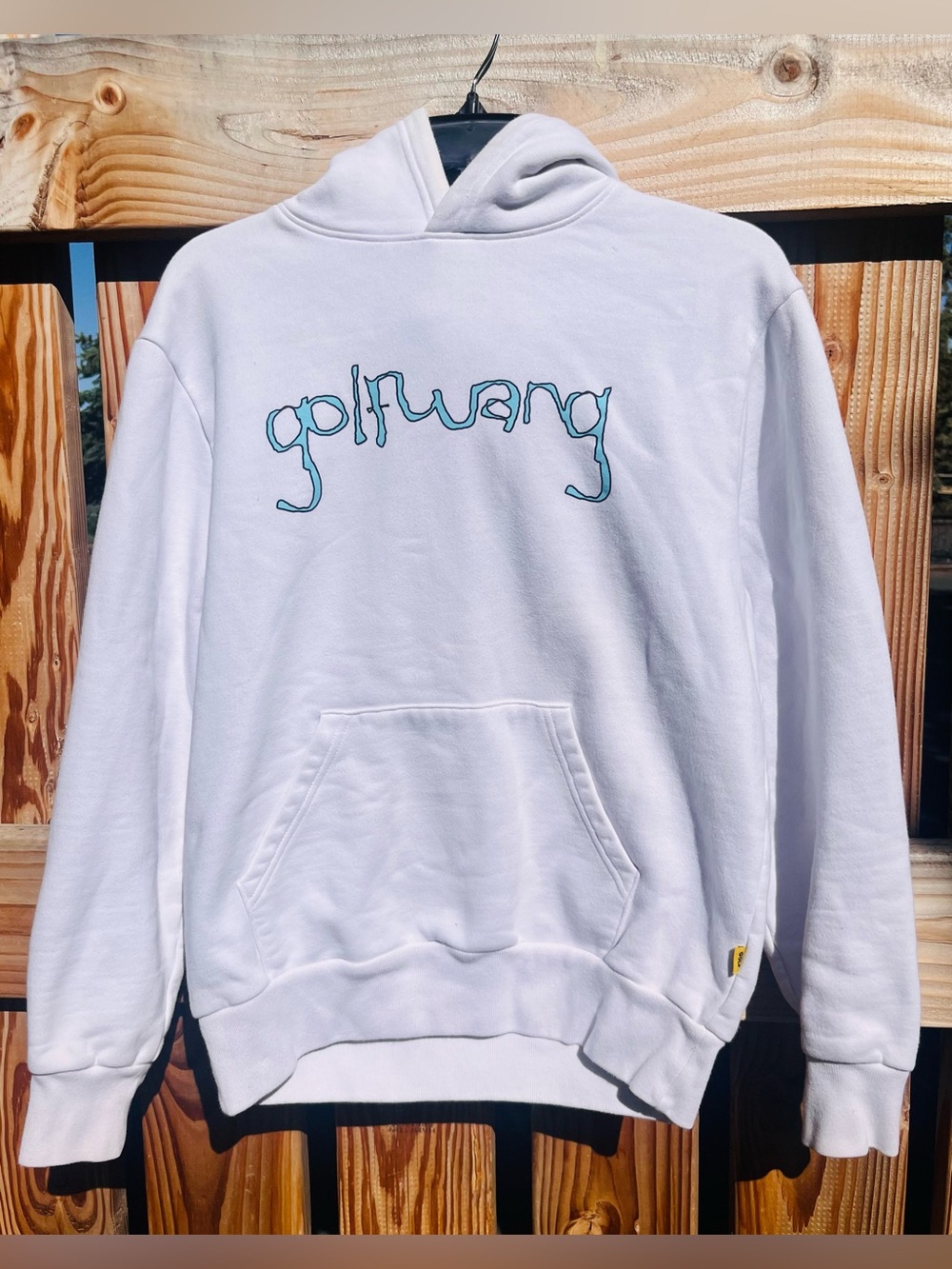 Golf Wang by Tyler the Creator Unisex White Hoodie w/Teal Logo & Gargoyle Back